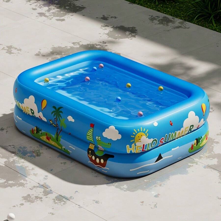1 pieza Piscina inflable con dosel, piscina de PVC para entretenimiento familiar para fiestas de agua al aire libre, sin necesidad de electricidad ni baterías, incluye múltiples accesorios - A - Ver 1