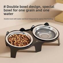 Bát đựng thức ăn cho mèo bằng thép không gỉ, bát đựng nước cho thú cưng, chống tràn, đồ dùng cho mèo, bát đựng cơm. - 300ml - Xem 4
