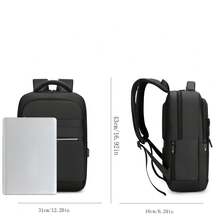 Multi-Pocket Business Backpack For Men, Oxford Fabric Commuter Bag, Minimalist Design With Reflective Zipper - Black - View 8