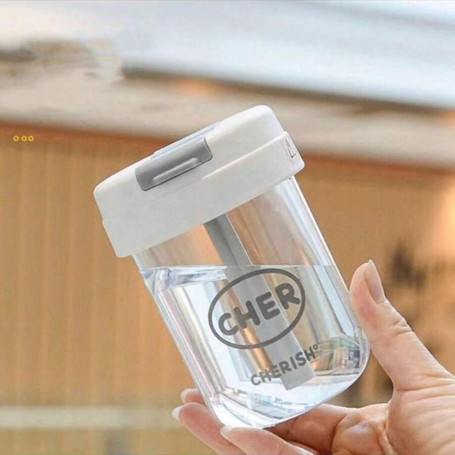 1pc 300ml/10oz Plastic Cup With Straw, Portable Women's Water Cup, Summer - Multicolor - View 1