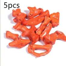 5pcs/Pack Coral Stone Loose Beads Random Shape Multicolor Faux Coral Jewelry Pendant Necklace Charm Accessories DIY Keychain Phone Chain Ornament - Coral - View 14