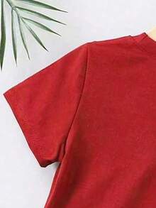 Baby Boys Character & Letter Print Short Sleeve T-Shirt And Shorts Casual Outfit - Red - View 6