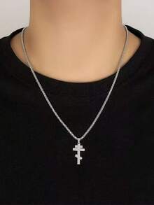 Dây chuyền mặt thánh giá khắc tên riêng, trang sức thời trang làm quà tặng sinh nhật, chất liệu thép không gỉ. - Nhiều màu - Xem 3