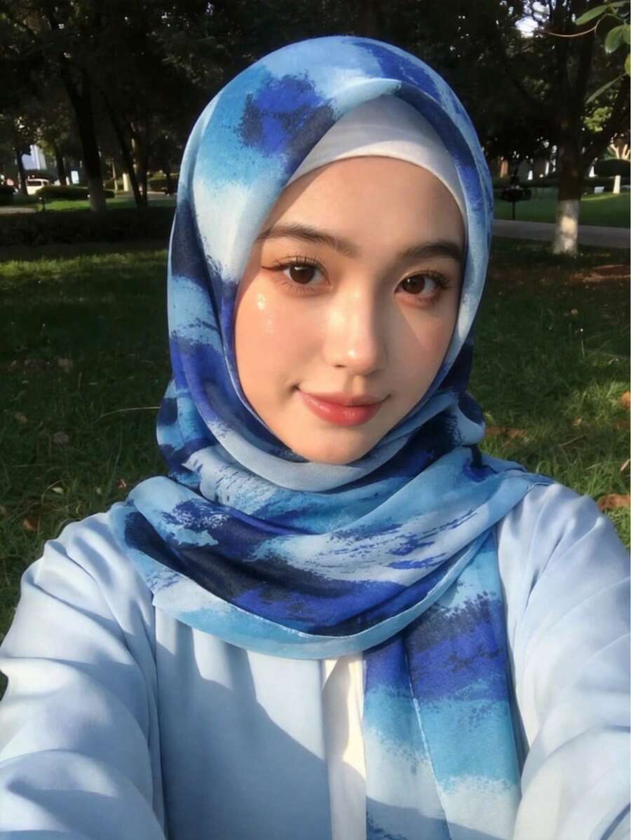 1pc Women's Colorblock Printed Headscarf, Soft & Breathable Street-Style Scarf, Suitable For Daily Wear,Accessories,Holiday