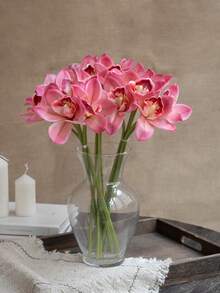 1束6头仿真蝴蝶兰花束，高端客厅装饰，仿真花艺，婚礼花束 - 彩色 - 查看 7