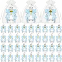 24pcs/Set Catholic Mass Glass Holy Water Bottle, Christian Cross Water Container, Transparent Tissue Box, Communion Wafer, Church Wedding Baptism (White) - Multicolor - View 27