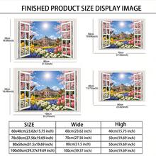 1 pieza Pegatina de pared de impresión digital de castillo de jardín de ventana 3D, decoración de cabecera, material de PVC, autoadhesiva y removible, decoración de dormitorio, regalo perfecto para amigos/familia, adecuado para fans de fútbol, tamaño grande/pequeño - 0663+FZQT - Ver 3