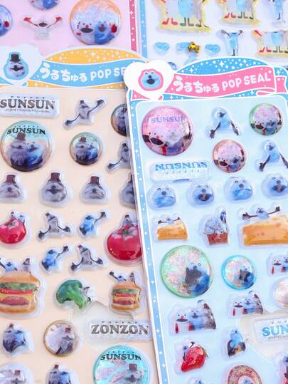 Pegatinas acrílicas 3D de dibujos animados lindos, pegatinas de diario en relieve transparentes y creativas, pegatinas decorativas de cristal, regalos de Navidad/Acción de Gracias/Cumpleaños para niños