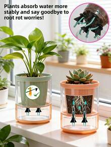 10支装塑料植物自吸水杆，可调节缓释浇水棒，适合假期期间植物养护和盆栽植物使用。 - 多色 - View 5