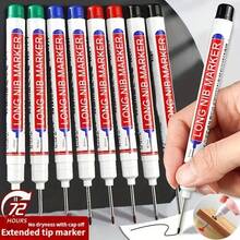 5pcs Long Tip Permanent Markers - Waterproof & Smudge-Proof, Suitable For Woodworking, Construction, DIY Crafts - Medium Tip, Applicable To Wood, Plastic, Glass, Metal, Faux Leather & More, Fashionable Barrel Design, Waterproof Ink, Woodworking Tools - Sets - View 7