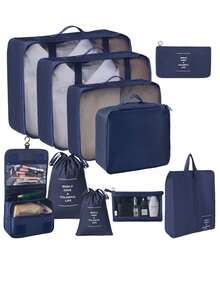 10/1pc Travel Storage Set, Includes Toiletry Bag, Makeup Bag, Underwear Storage Bag, Shoe Bag, Clothing Storage Bag. Can Store Clothes, Toiletries, Cosmetics, Makeup Brushes, Skincare Products, Phones And Various Small Items. Overall Bohemian Style, Suitable For Travel, Beach Vacation, Campus Life, Winter Travel And Back To School. - View 24