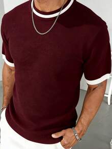 GRDR 男士夏季圆领针织短袖T恤 - 休闲简约时尚单品 - 中紫紅色 - 查看 3