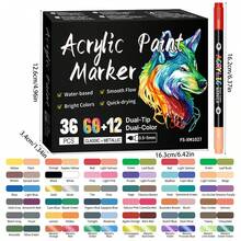 Bộ 48 màu, 24 bút vẽ acrylic hai đầu, đầu nhọn, khô nhanh, có thể nạp mực lại, thích hợp để vẽ trên đá, trứng, gỗ, gốm sứ, đồ dùng cần thiết cho năm học mới. - Bộ - Xem 13
