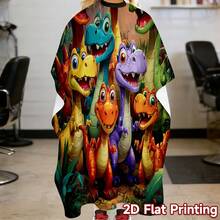 2D平面印花森林恐龙朋友专业美发围裙，时尚美发沙龙围裙，2D平面设计 - 彩色 - 查看 5