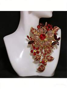 1pc Oversized Fashionable Rhineston Brooches For Ladies,Suitable Shirt Collar Clothing Accessory, Party And Wedding Gift Valentines,Mom,Mother,Mother's Day,Gift - 彩色 - 查看 12