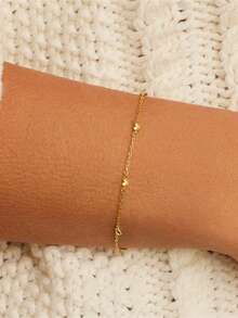1 chiếc vòng tay hình trái tim mạ vàng 18K, bạc 925 cao cấp, có thể xếp chồng lên nhau, ít gây dị ứng, thích hợp cho nữ và bé gái đeo hàng ngày, quà tặng Ngày của Mẹ, quà cưới. - Vàng - Xem 2