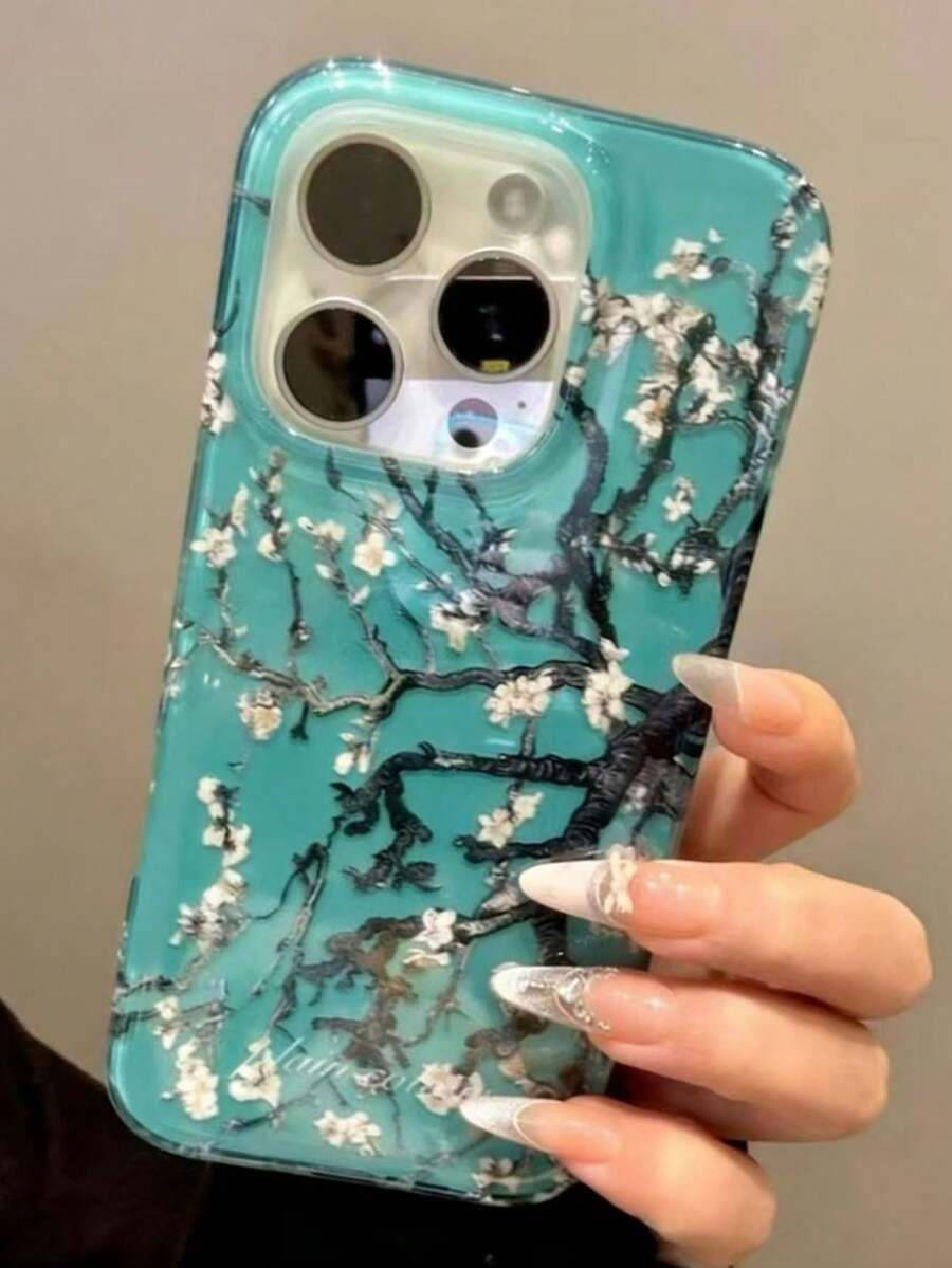 Ốp điện thoại chống rơi họa tiết hoa mai, phù hợp với 16/15/14 Plus/13/12/11/16/15/17 Pro Max, ốp bảo vệ đẹp mắt. - quả mận - Xem 1