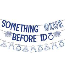 1 Set Blue Theme Bridal Shower Hanging Paper Banner With Flower & Diamond Decor, Engagement Party Decorations - View 3