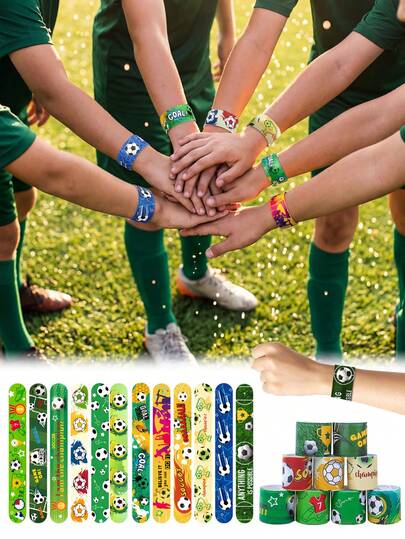 12 chiếc vòng tay PVC hình quả bóng đá, vòng tay vỗ tay hình quả bóng đá, quà tặng tiệc bóng đá, vòng tay vỗ tay với nhiều họa tiết bóng đá khác nhau, vòng tay vỗ tay, đồ dùng tiệc World Cup, bộ vòng tay bóng đá.