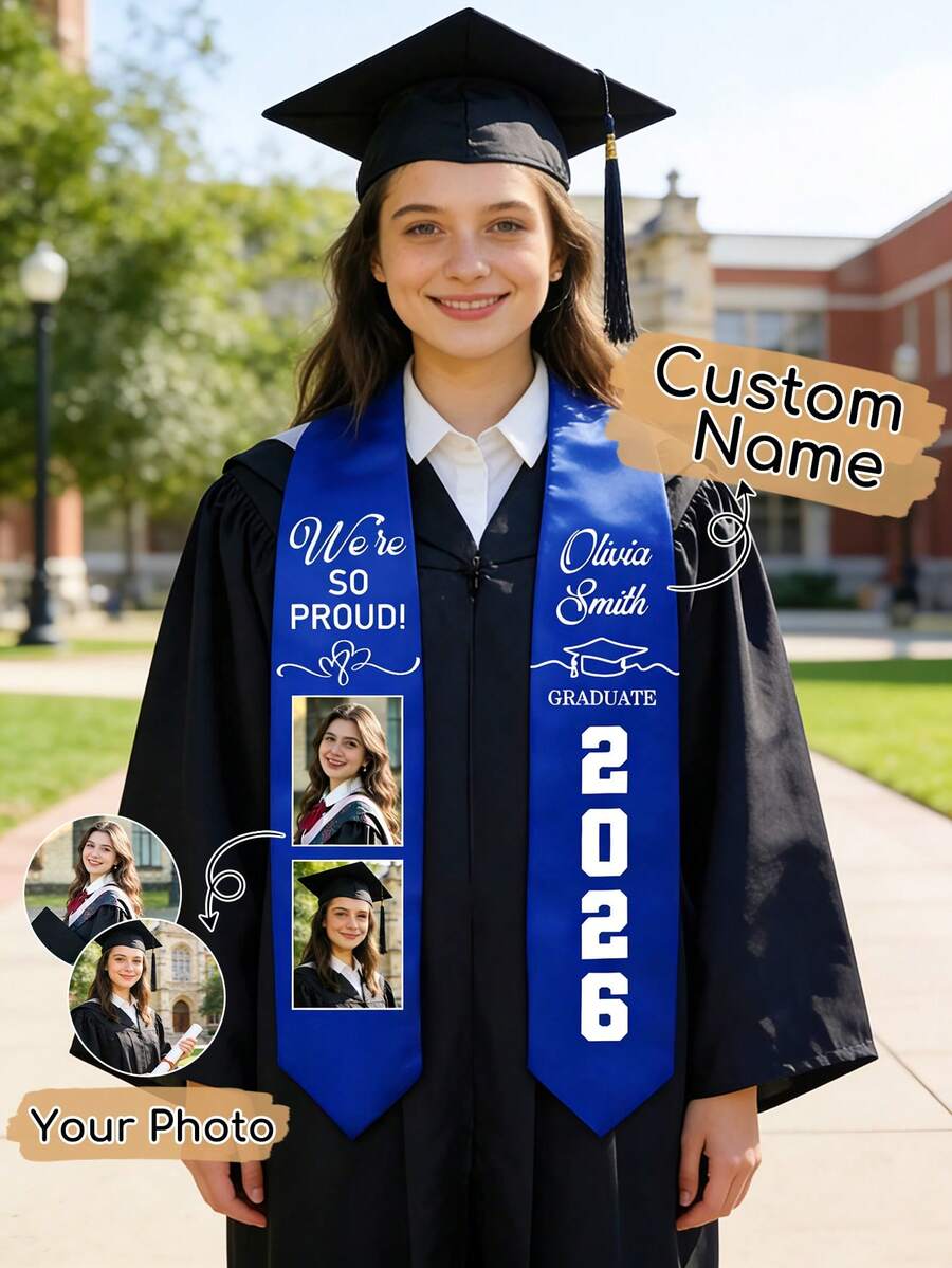Dây đeo tốt nghiệp cá nhân hóa năm 2026, món quà tốt nghiệp cao cấp có tên và ảnh. - Nhiều màu - Xem 1