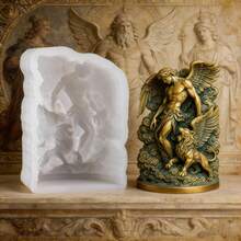 1pc White Creative Holy Angel And Guardian Lion Mold, Vividly Depicting Angel Wings And Lion Clouds, Easy To Demold And Reusable Silicone Mold, Suitable For Making Scented Candles, Plaster Or Resin Artworks, Is A Sacred Gift For Religious Festivals Or Special Celebrations, And A Mysterious Choice For Home Decoration. - White - Angel Flying Lion - View 7