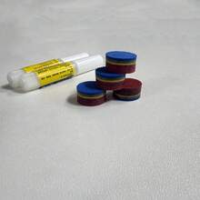 14毫米优质多层台球杆头（4个，猪皮），超高品质耐磨皮革杆头，适用于台球/斯诺克，赠送2支胶水 - 藍色 - 查看 5