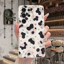 1 chiếc ốp lưng điện thoại màu kem họa tiết da bò bất đối xứng, lý tưởng cho nữ sử dụng hàng ngày, tương thích với Galaxy S23/S24/S25/S26/A57/A37/A17/A07, dòng Android thuần túy. - trắng - Xem 3
