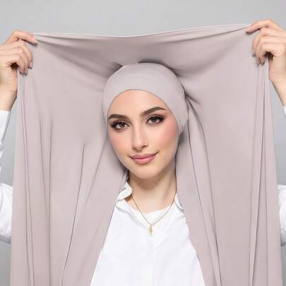 1pc Instant Jersey Hijab With Undercap, Silky Soft Breathable Fabric, Jersey Hijab Al-Amira, Suitable For Daily Wear, Festivals, Prayers, Pilgrimages