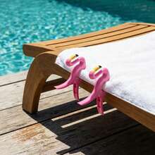 4 Pcs Beach Towel Clips For Beach Chairs, Flamingo Shape Beach Towel Holders, Clothes Pins, Decorative Beach Clips, Colorful Towel Clips, Tablecloth Clips, Ideal For Cruise, Patio, Beach, Pool And Home Use - Multicolor - View 3