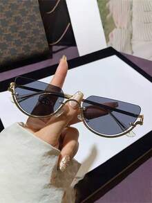 一副高端时尚个性化半框镂空金属眼镜，适合日常佩戴、夏季海滩度假 - 彩色 - 查看 8