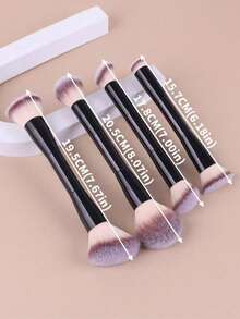 Professional Dual-Ended Face Makeup Brushes, Powder Blush Brush, Cosmetic Tools, Soft Fibers, Easy To Carry, Travel Brushes - Black - View 7