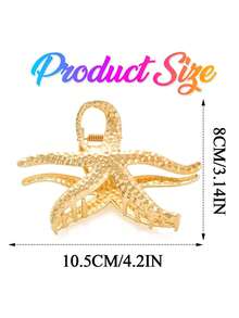 1pc Oversized Metal Star Shaped Hair Clip, High-End Star Hair Accessory, Ocean Theme Hair Clip, Headband Shaped Hair Clip, Headband Bag, Star Hair Clip, Student Supplies, Women's Holiday Outfit, Summer Beach Hair Clip Summer Beach Claw Clips Vacay Hair Clips - Multicolor - View 4