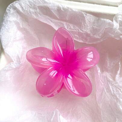 4个/1个7.5厘米/2.95英寸芙蓉花果冻发夹，白色/黄色/粉色/蓝色，轻巧塑料材质，浴室发饰，适合日常外出、休闲、派对、通勤、海滩度假、扎马尾辫、盘发、洗脸、化妆等场合，时尚百搭，冬季发夹，夏季度假必备