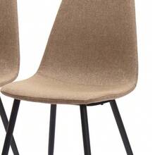 Minimalist Dining Chairs In Fabric & Metal - Dark Khaki, Set Of 2 - 棕色 - 查看 7