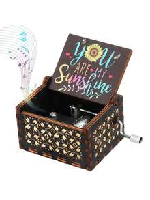 1 pieza Caja de música de madera vintage con manivela manual, grabada con "Eres mi sol", regalo ideal para cumpleaños, Navidad, Día de San Valentín, Día de la Madre y otras ocasiones especiales para amigos, familia, colegas, cónyuges - Multicolor - Ver 15