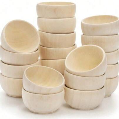 5pcs Unfinished Wooden Bowls, Available In Multiple Sizes, Handmade Mini Round Bowls, Suitable For DIY Painting, Home Decor And Storage, Great For Kitchen Spices, Salad, Nuts, Dips, Herbs And Candies, Portable Wooden Tableware Set, Small Unfinished Wooden Craft, Ideal For Creative Painting And Mini Home Decor