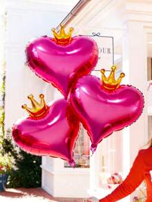5 piezas de globos de foil flotantes de 19 pulgadas con forma de corona y corazón de colores múltiples, adecuados para decoración de boda, celebración del Día de San Valentín, ceremonia de propuesta, accesorios para fotos de citas, decoración interior/exterior, fiesta de novia, celebración de cumpleaños y talla grande - multicolor - Ver 10