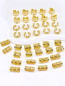 40Pcs Alloy Loc Jewelry For Hair Braid Jewelry Accessories For Women Girls Metal Hair Rings Cuffs Clips For Dreadlock Hair Braids Jewelry Decorations For Party,Summer,Holiday,Travel - Gold - View 3