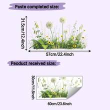 Removable Green Dandelion & Wild Flower Wall Stickers, Natural Herb Wall Decals With Daisy & Fern Plants, Suitable For Bathroom, Kitchen, Living Room Home Decor - Multicolor - View 6