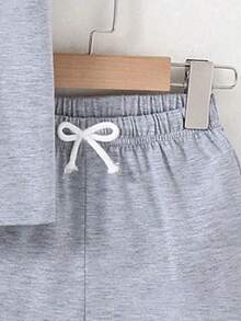 Baby Boy Letter Print Short Sleeve T-Shirt And Shorts Casual Outfit - Grey - View 6