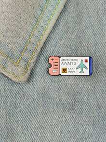 Ghim cài áo hình máy bay hoạt hình màu trắng dễ thương, ghim cài men không đối xứng sáng tạo, huy hiệu áo khoác denim, ghim cài ve áo ba lô. - trắng - Xem 4