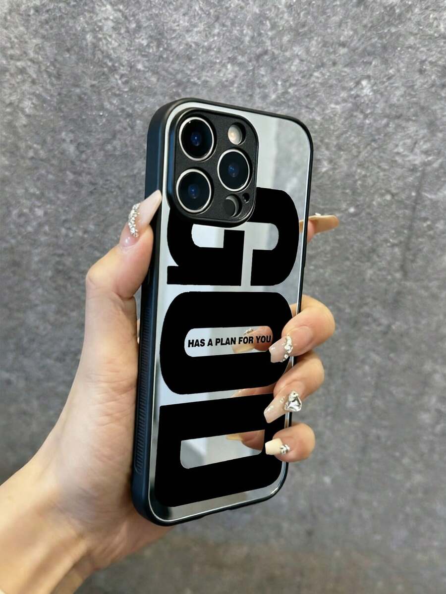 黑色「God」標語圖案印花鏡面壓克力防震手機殼，適用於 iPhone 13/11/17/17pro/16/14/15/15pro/15 Plus/15 Promax/13pro/14pro/12mini/13mini/11promax/12promax/13promax/14promax/14plus/17pro Max/17Air/6/6s Plus/7/8/16Pro/16plus/16promax/17promax 以及 Galaxy/A54/A14/A12/A13/A15/A32/A33/A24/A52S/S20/S21/S22/S23/S24/S23Plus/S24ultra/S25/A15/A33/A23 - 彩色 - 查看 1