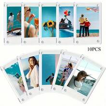 2/5/10pcs Acrylic Magnetic Refrigerator Photo Frames, Double-Sided Photo Fridge Magnetic Frames, Photo Clips, Desktop Display Stands, Holiday Gifts - Multicolor - View 1