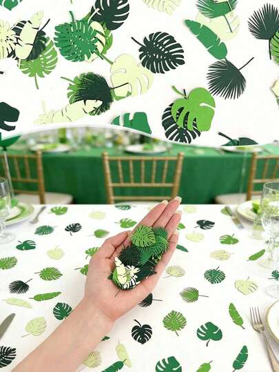 300/100 hạt kim tuyến nhiều màu, lá Monstera, lá cây nhiệt đới để tung, trang trí bàn tiệc cưới, vật trang trí trung tâm tiệc theo chủ đề, thích hợp cho tiệc mừng em bé, sinh nhật, đám cưới, tiệc Hawaii.