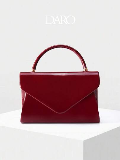 حقيبة كلاتش من الجلد البراءة باللون البرغندي، حقيبة مسائية أنيقة بشكل مغلف مع سلسلة قابلة للفصل، هدية مثالية للنساء