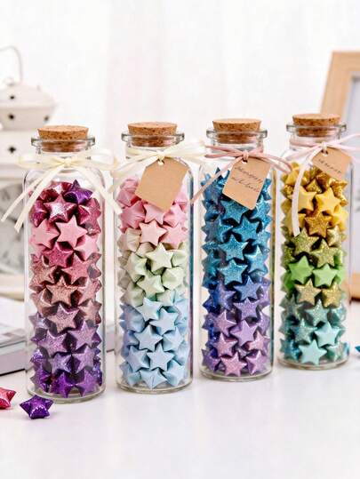 Shiny Origami Stars, Shiny Star Strips, Colorful Lucky Star Paper, Pentagram Craft Materials Suitable For Children, Shiny Star Paper - Also Suitable As Couple Gifts Or Wedding Decorations