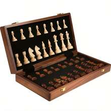 33 piezas Juego de Ajedrez Profesional Plegable - Incluye 16 piezas de ajedrez negras, 16 piezas de ajedrez blancas y 1 tablero de ajedrez - Caja de regalo premium, juego portátil y de mesa amigable para viajes, set esencial para entusiastas del ajedrez - Multicolor - Ver 5
