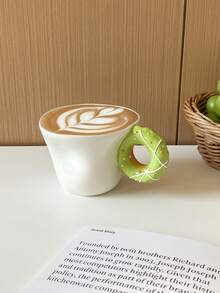 1 Stück 320g handgefertigte keramische Donut-förmige Tasse mit Brot-förmigem Henkel, inklusive Brot- und Keks-förmigem Löffel, ideal für Heimdekoration, Geschirr, Partys, Zusammenkünfte, Nachmittagstee, Café, Geschenke und Feiertags-Dekoration - Verschiedenfarbig - Übersicht 13