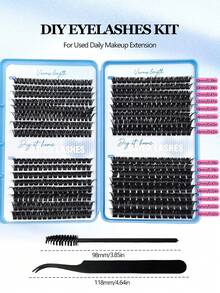 Asiteo 520片单根假睫毛，D型卷度60D/100D/120D/150D，蓬松浓密柔软3D仿貂毛假睫毛，DIY大容量单根假睫毛套装，含镊子和睫毛刷等化妆工具，可重复使用，适合日常生活、派对、音乐节和旅行等场合。 - D - 查看 4