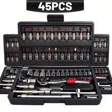 45/53pcs Tool Collection, Premium Professional Vehicle/Motorbike Repair Toolkit, 1/4 Inch Drive Deep And Standard Wrench Collection, Racing-Quality Vehicle Components Repair Ratchet Wrench And Additional Vehicle Repair Additions Toolkit - A - View 13